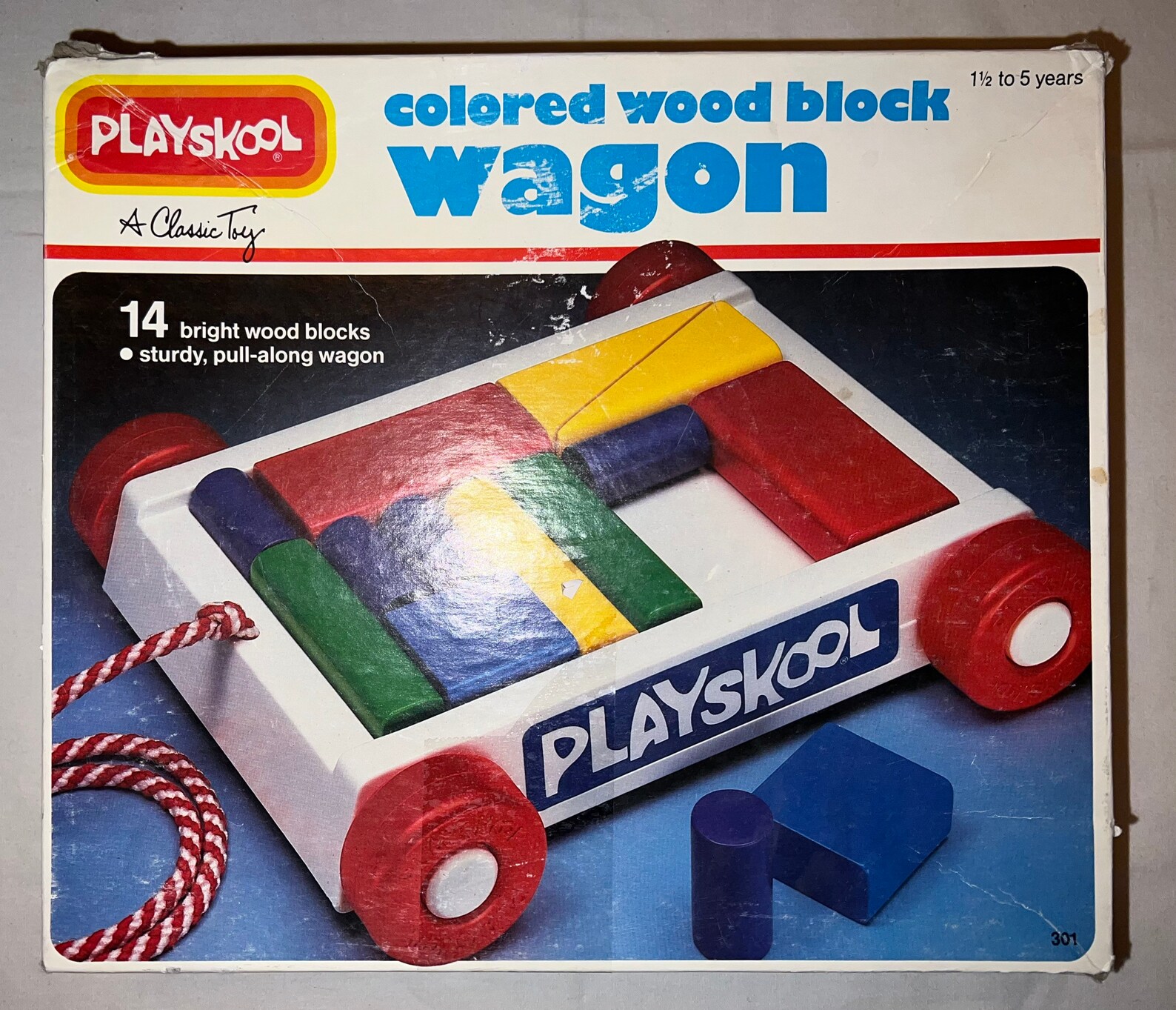 Vintage Playskool Colored Wood Block Wagon Etsy