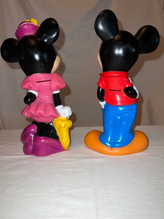 Disney - 1970-80s Mickey &amp; Minnie Mouse  貯金箱人形 昭和レトロ三菱銀行プロモーション ディズニー ミッキー2体
