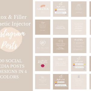 Botox & Fillers Earth Tone Grey Palette Instagram Posts | Nurse Injector Posts | Medspa Posts