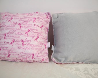 Pink ribbon print pillow