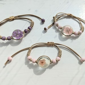 日本の桜のブレスレット、ドライフラワー、カスミソウ、結婚式、桜、編み込みブレスレット、手作り、誕生日、バレンタインデー、プロポーズ
