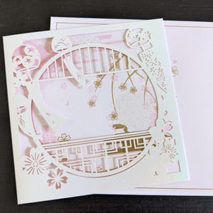 Japanese Cherry Blossom card, sakura, 3D, Handmade, Greeting Card, birthday, Valentine's day, mother's day, Anniversary card