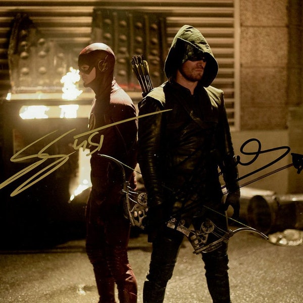 Stephen Amell / Grant Gustin ARROW In Person Signed Photo