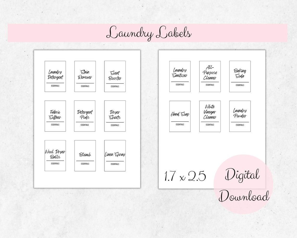 Laundry Labels Printable Laundry Labels Home Organization Label Storage ...