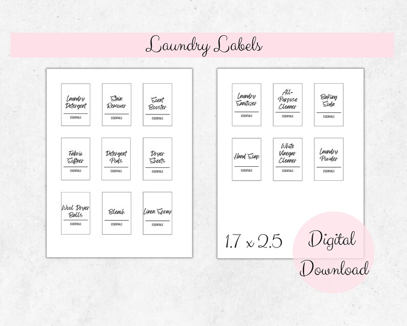 Laundry Labels Printable Laundry Labels Home Organization Label Storage ...
