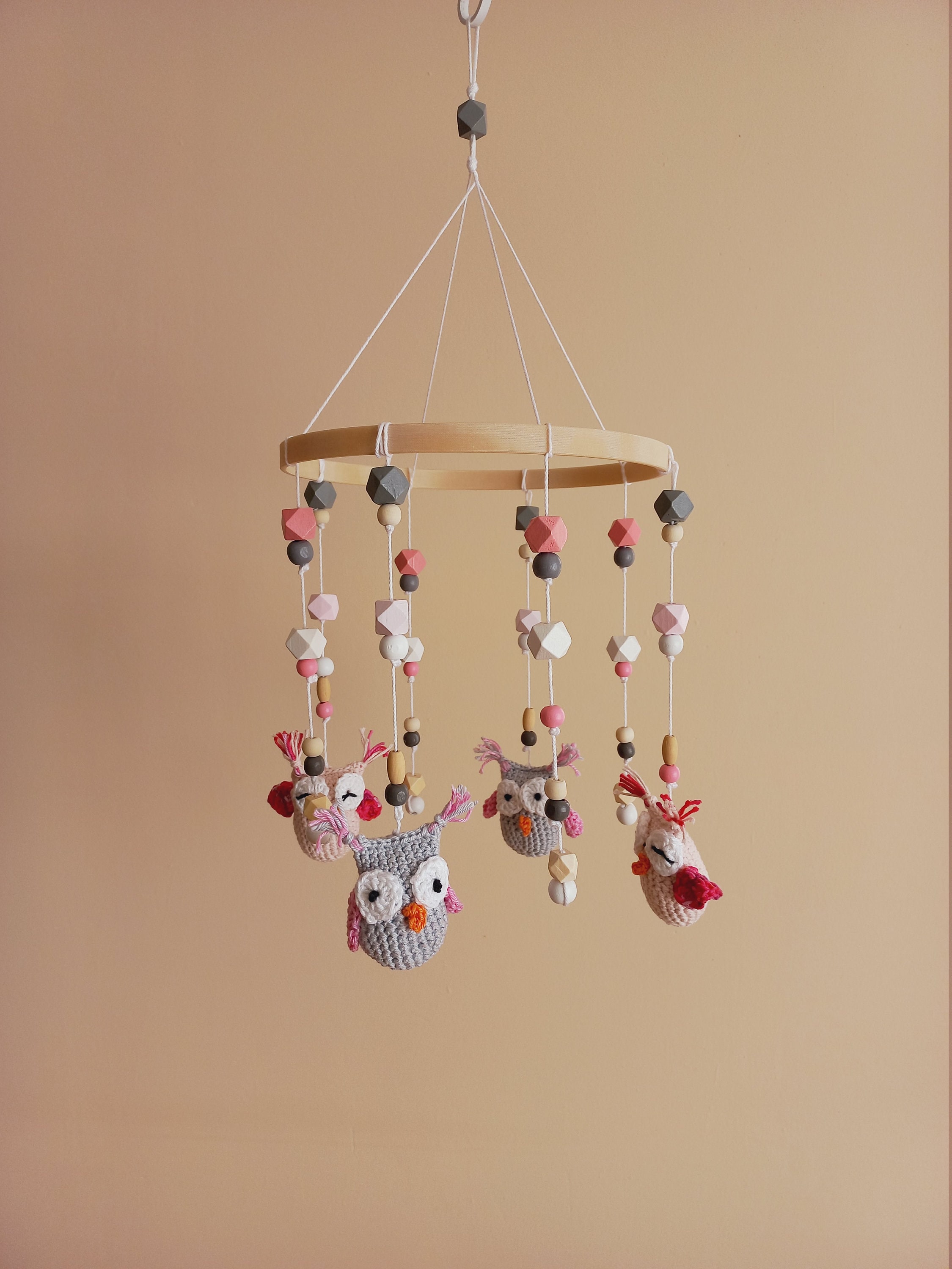 Whispering Owl Cat Targeted Stimulation Aid Reference: Baby Mobile Crochet Owl Pink And Gray Owls For A