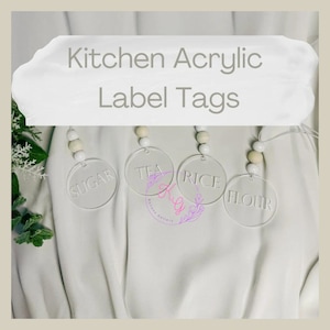 Customizable Acrylic Kitchen Label Tags Kitchen Canister Labels Custom Labels Acrylic Canister Tags Custom Jar Label Tags