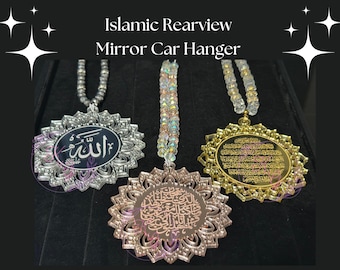 DOUBLE SIDED Islamic Rear View Mirror Car Hanger Acrylic Car Rearview Mirror For Travel Charm Car Mirror Car Charms For Muslim