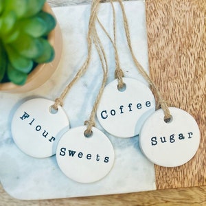Set of 4 Kitchen Jar Labels Mason Jar Labels Kitchen Organization Pantry Flour Sugar Coffee Labels Custom Kitchen Tags Durable Minimalist