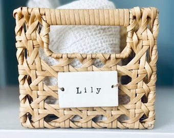 Personalized Basket Labels l Clay Name Basket Tag l Organization Labels l Closet Organizer l Clay Name Tags l Durable, Shatterproof l