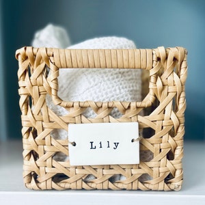 Personalized Basket Labels l Clay Name Basket Tag l Organization Labels l Closet Organizer l Clay Name Tags l Durable, Shatterproof l
