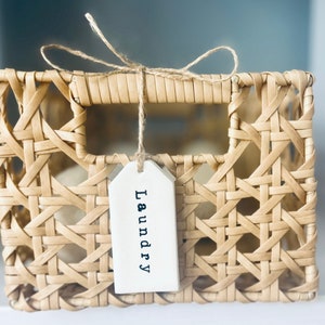 Custom, Clay Tags for Closets, Guest Rooms, Storage l Minimalist Aesthetic Kitchen l Pantry Basket Labels l Waterproof & Shatterproof l