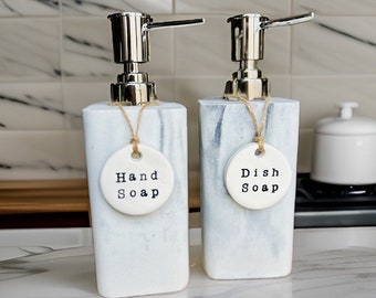 Set of 2 Soap Bottle Dispenser Labels l Dish Soap Hand Soap Tags l Bathroom Soap Dispenser l Soap Bottle Tags Kitchen Soap Bottle Label