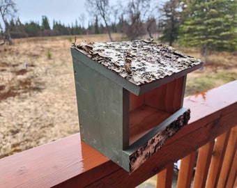 Bird Nesting Shelf, Robin Nesting Box, Nesting Platform with sustainably harvested Kenai Birch Bark