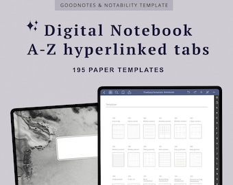 Portrait Digital Notebook with Alphabetical Hyperlinked Tabs Goodnotes Notebook Student Notebook Digital Notes Templates Notability Notebook