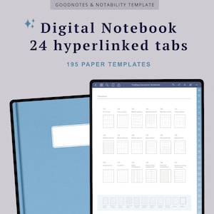 Portrait Digital Notebook with 24 Tabs Goodnotes Notebook Student Notebook College Digital Notes Templates iPad Notes Notability Notebook