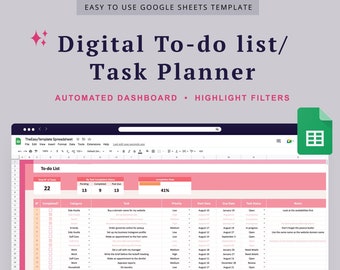 Planificador del día laboral Hojas de Google Plantilla de lista de tareas pendientes Hoja de cálculo Planificador de productividad para el TDAH Brain Dump Lista de tareas pendientes del TDAH Prioridad de tareas diarias