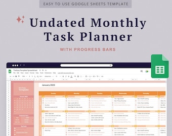 Task Planning Productivity Google Sheets Daily Planner Spreadsheet Calendar Monthly Task Planner Daily To-do List Task Organizer Schedule