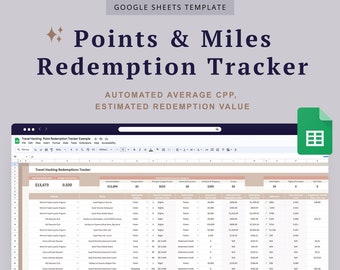 Points Miles Tracker Hôtel Points Track Points Travel Rewards Suivre l'échange de cartes de crédit Travel Hacking Miles Spreadsheet Statut de l'hôtel