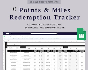 Credit Card Points & Miles Tracker, Travel Hacking Spreadsheet, Optimize Redemption Value, Travel Portal, Airline Miles, Hotel Points