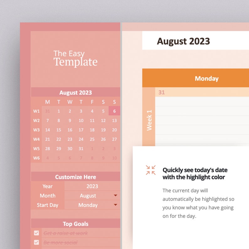 Monthly Planner Spreadsheet Template