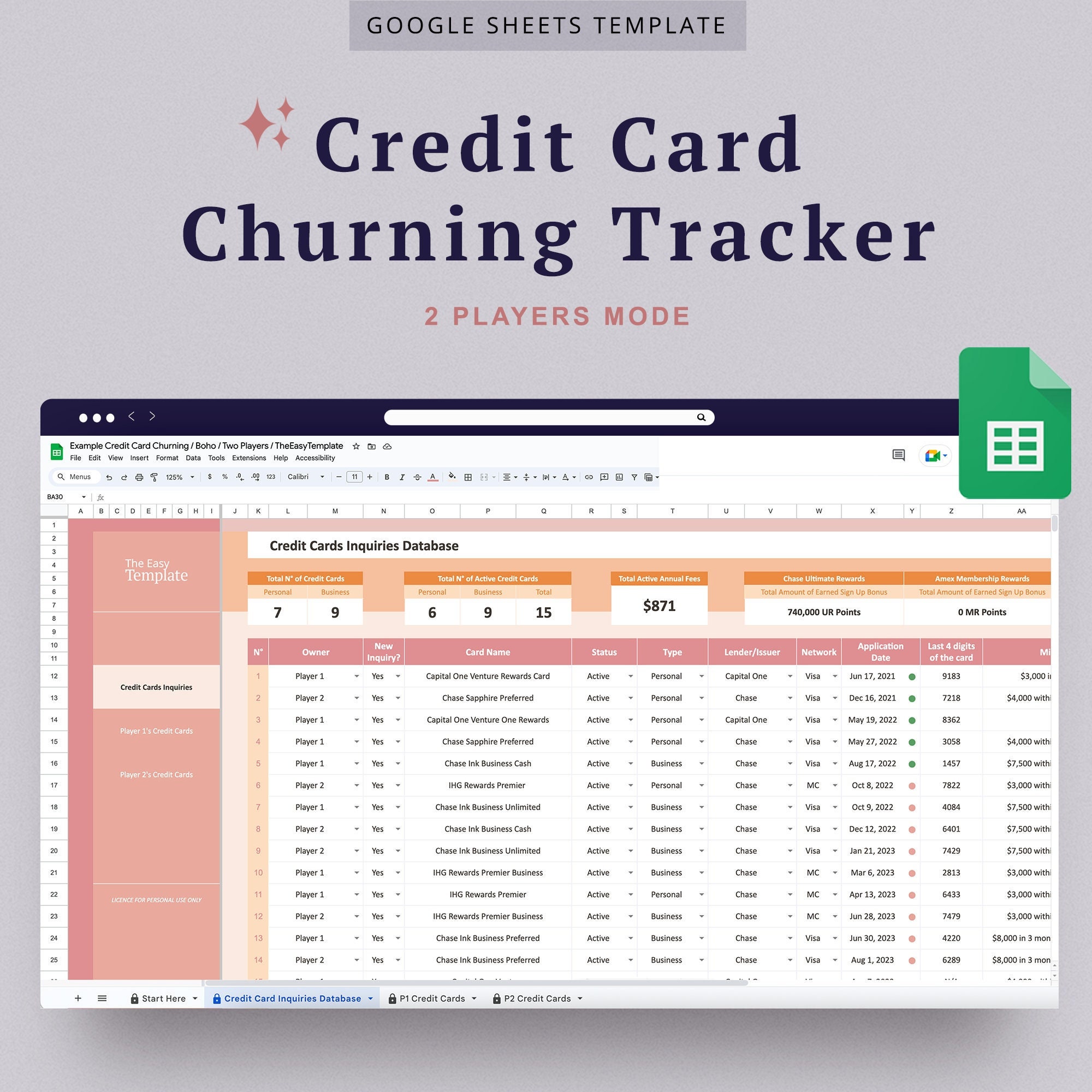 Travel Hacking Spreadsheet Tracker Credit Card Reward Hotel Point ...
