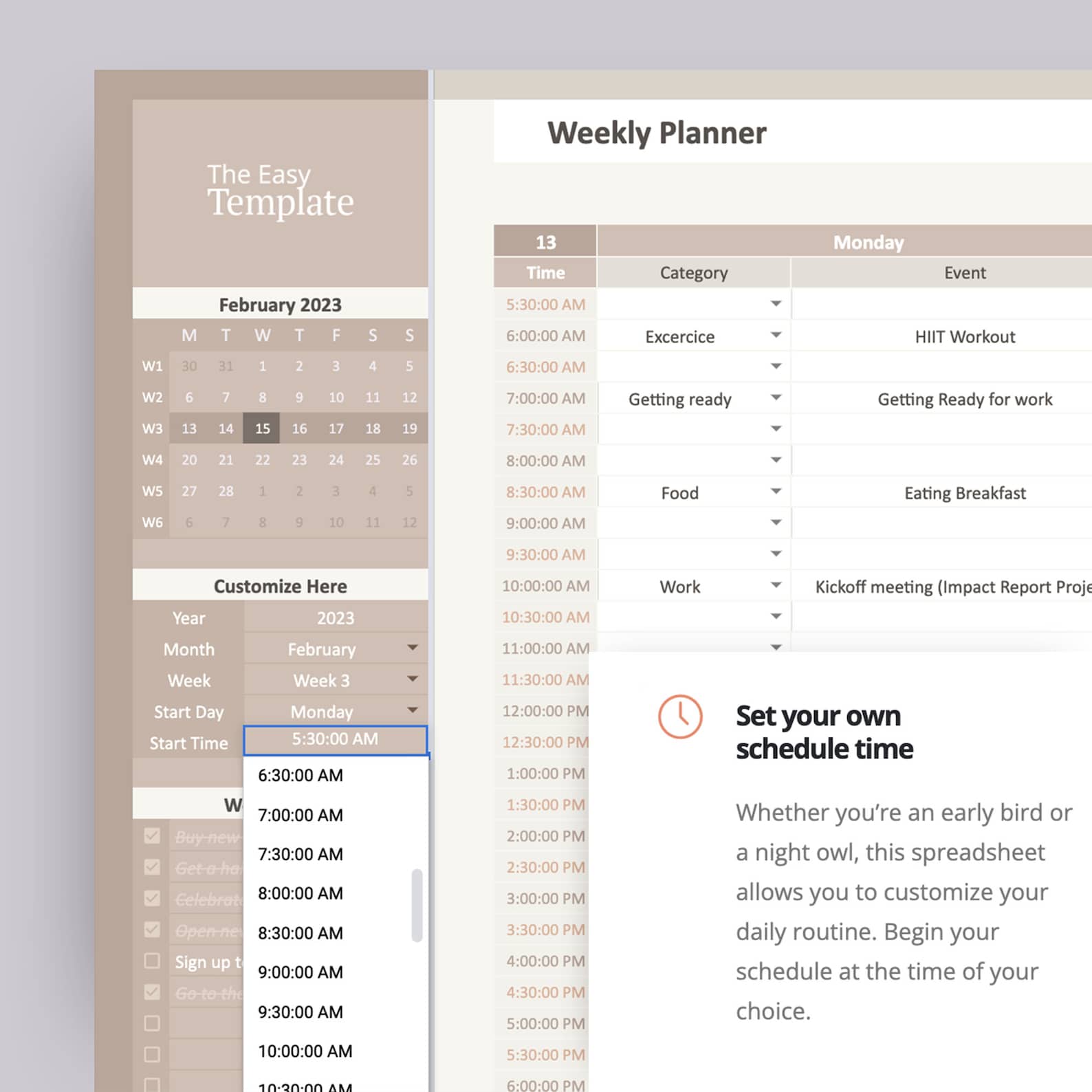 Weekly Work Schedule Spreadsheet Weekly Sheet Scheduling Sheet Daily ...