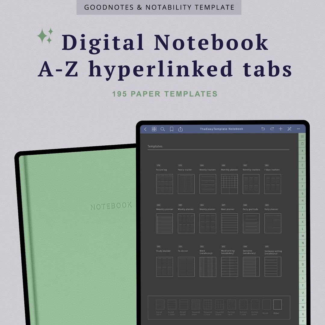 Digital Notebook Goodnotes Templates Notability, A-Z Subjects, Digital ...