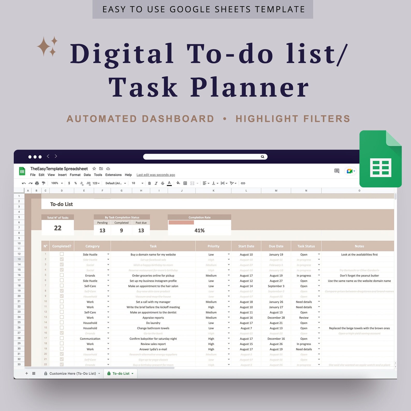 Digital Study Task Tracker School Study Organizer Homework Planner ...