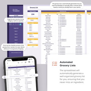 Puede incluir: Una captura de pantalla de una aplicaci&oacute;n m&oacute;vil con una lista de la compra. La aplicaci&oacute;n se llama "The Easy Template" y est&aacute; dise&ntilde;ada para ayudar a los usuarios a organizar sus listas de la compra por categor&iacute;a, nombre o cantidad. La aplicaci&oacute;n presenta una versi&oacute;n de la lista de la compra en forma de lista de verificaci&oacute;n que se puede imprimir o acceder en un dispositivo m&oacute;vil mientras se compra. La aplicaci&oacute;n tambi&eacute;n incluye una funci&oacute;n de lista de la compra automatizada que genera una lista de la compra bien organizada en funci&oacute;n de la despensa del usuario.