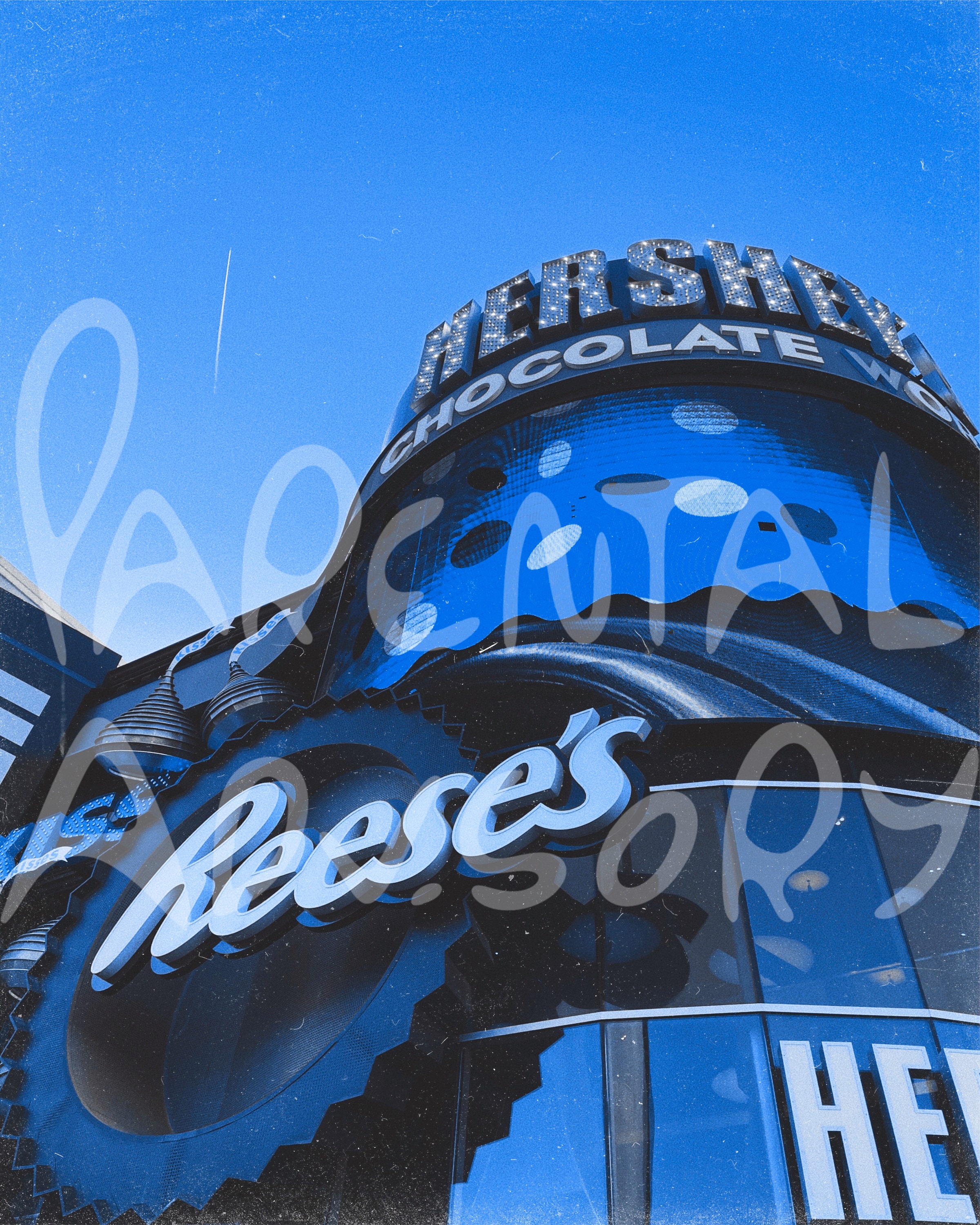 Hersheys Chocolate World Las Vegas Digital Prints Blue, Wall Art