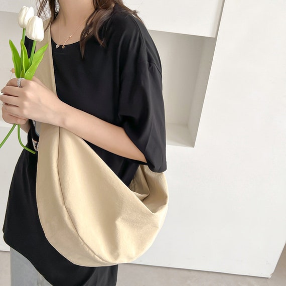 Minimalist Half Moon Bag Large Capacity Dumpling Bag Nylon 
