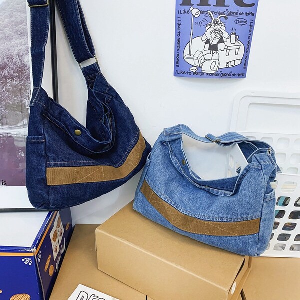 Denim Crossbody Bag Etsy