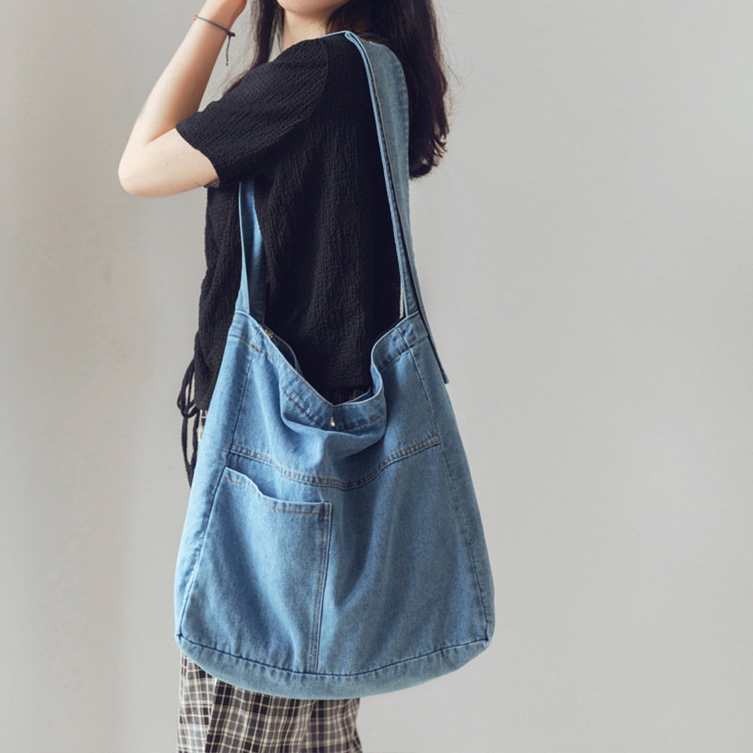 Denim Crossbody Bag Wide Strap Casual Bag Minimalist Jeans - Etsy