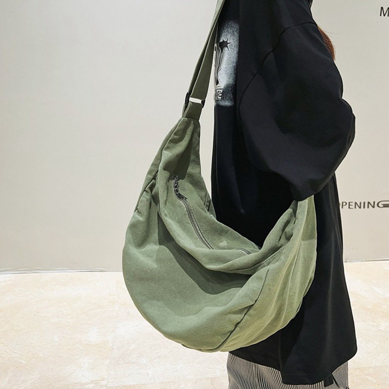 Solid Color Retro Crescent Bag, Casual Simple Felt Hobo Bag