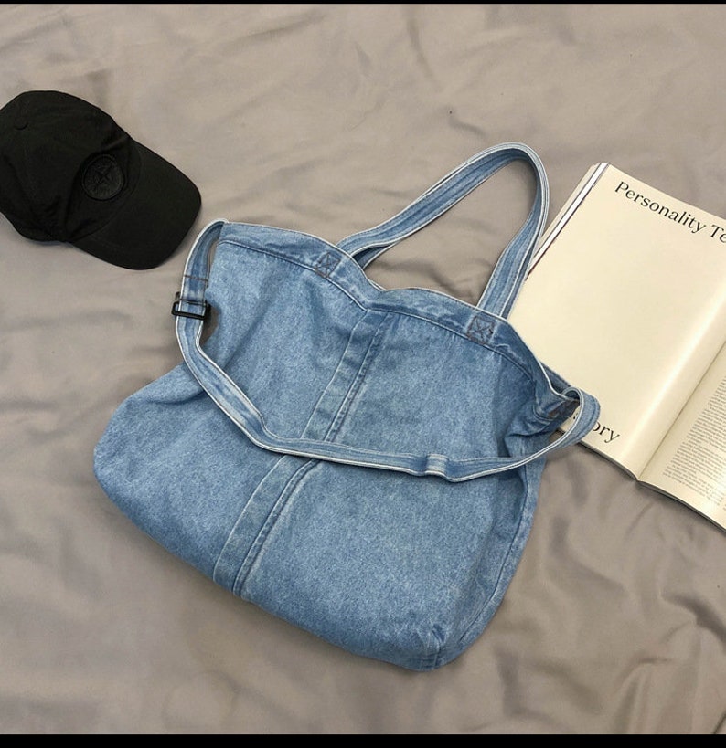 Denim Messenger Tote Vintage Jeans Crossbody Bag Large - Etsy