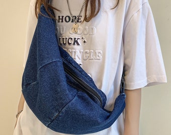 Large Denim Chest Bag Tote Sling Crossbody Hip Vintage Blue - Etsy UK