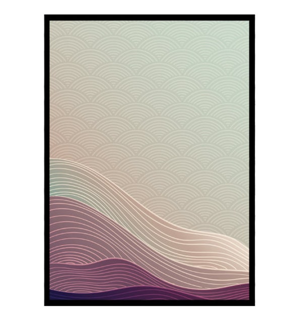 Affiche Encadrée, Japanese Pattern Red - Dimensions 70 cm X 50 3 Couleurs de Cadre Dispo