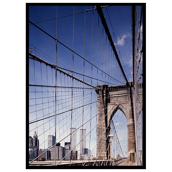 Affiche Encadrée, Brooklyn Bridge- Dimensions 70 cm X 50 - 3 Couleurs de Cadre Dispo