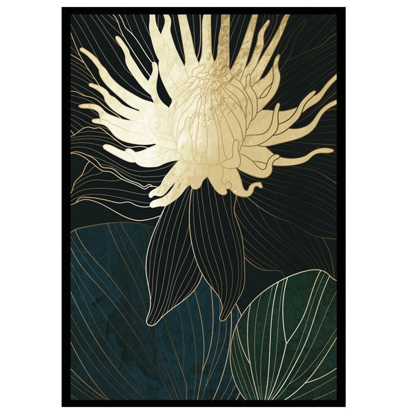 Affiche Encadrée, Fleur d'or- Dimensions 70 cm X 50 - 3 Couleurs de Cadre Dispo