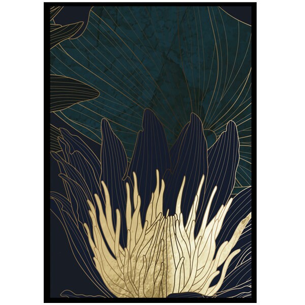 Affiche Encadrée, Fleur d'or 2 - Dimensions 70 cm X 50 3 Couleurs de Cadre Dispo