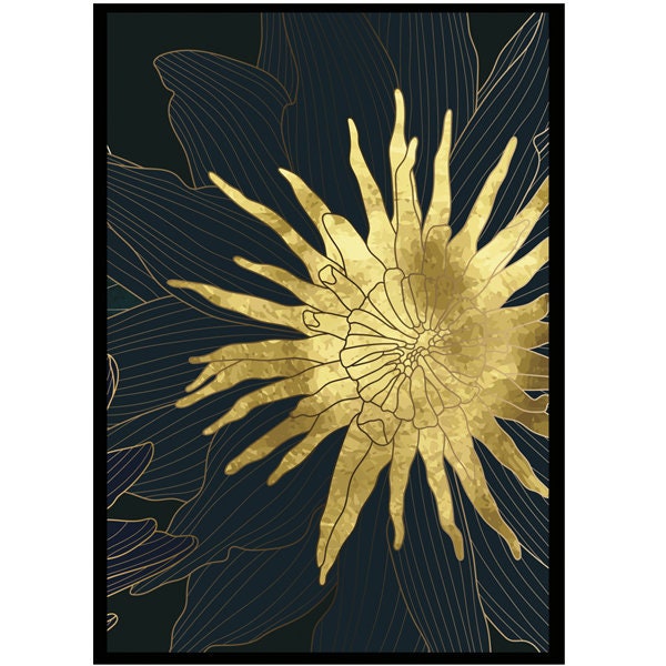 Affiche Encadrée, Fleur d'or 3 - Dimensions 70 cm X 50 Couleurs de Cadre Dispo