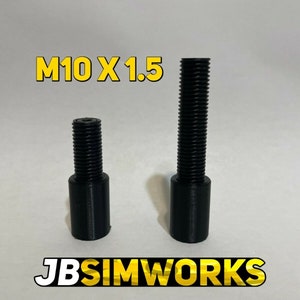 May include: Two black metal threaded rods, one longer than the other, with the text "M10 X 1.5" and "JBSIMWORKS" in yellow.