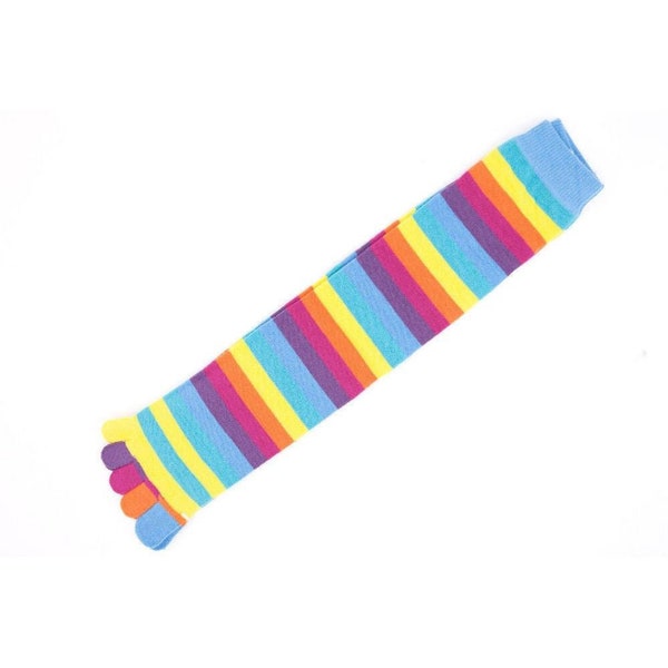 Rainbow Ladies Knee High Toe Socks Size 2-8 Womens AU Stock