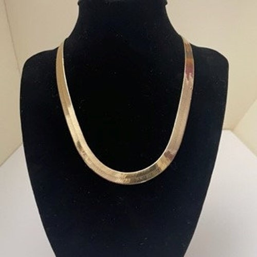 9mm Flexible Herringbone Chain Necklace Solid 14K Yellow Gold Etsy
