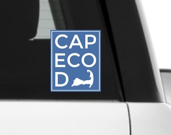 Cape Cod Massachusetts blauwe sticker, Cape kabeljauw sticker, vinyl auto sticker, bumper / raam sticker, duidelijke sticker, weerbestendig, strand sticker