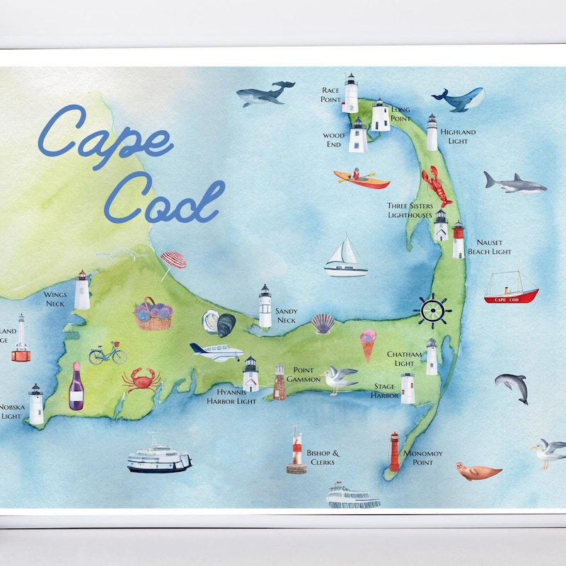 Cape Cod Map Poster - Etsy