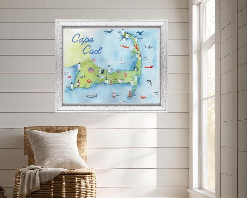 Cape Cod Watercolor Map Print,digital Download,wall Art,printable Art ...