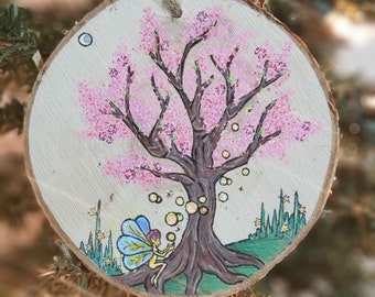 Lente Fairy, Handgemaakte, Houten Plak Ornament, Acryl Geschilderde Schijf door Timber Tatts