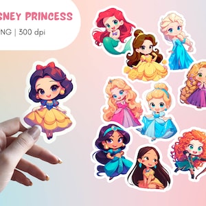 Downloadable Princess Sticker Pack / Fairytale PNG Digital Art, Magical Sticker Clipart Designs for Printing